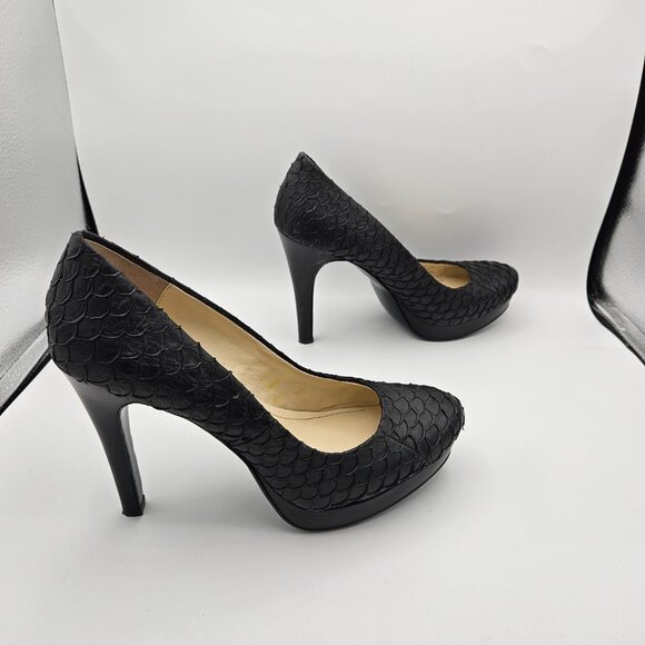 Calvin Klein Kendall Fish Skin Black Heels Size 9 - Picture 5 of 9